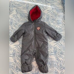 NWOT Baby Xtreme Gray Hooded Kids One Piece Snowsuit, 12-18 Months